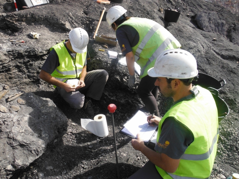 Galería excavaciones en el yacimiento de Ariño.