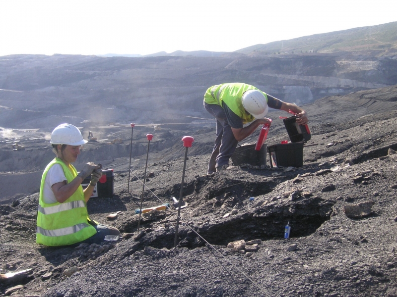 Galería excavaciones en el yacimiento de Ariño.