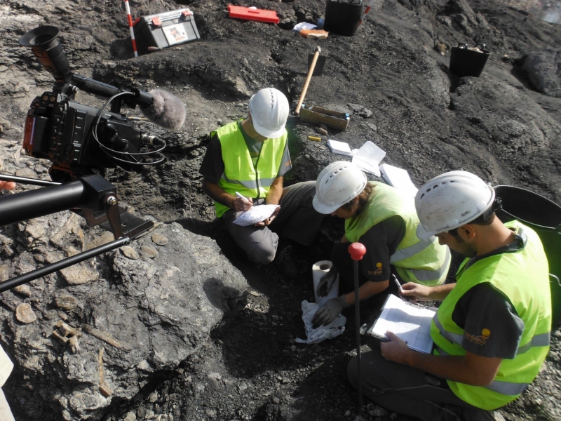 Galería excavaciones en el yacimiento de Ariño.